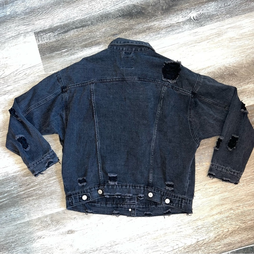 Iris Distressed Denim Jacket - image 4